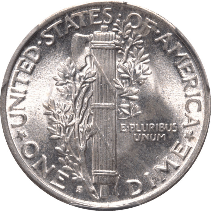 1945-S Micro S Mercury Dime (10c) Reverse Image