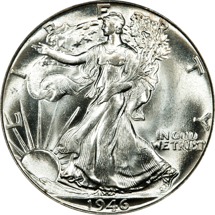 1946 Walking Liberty Half Dollar (50c) Doubled Die Reverse OBVERSE Image