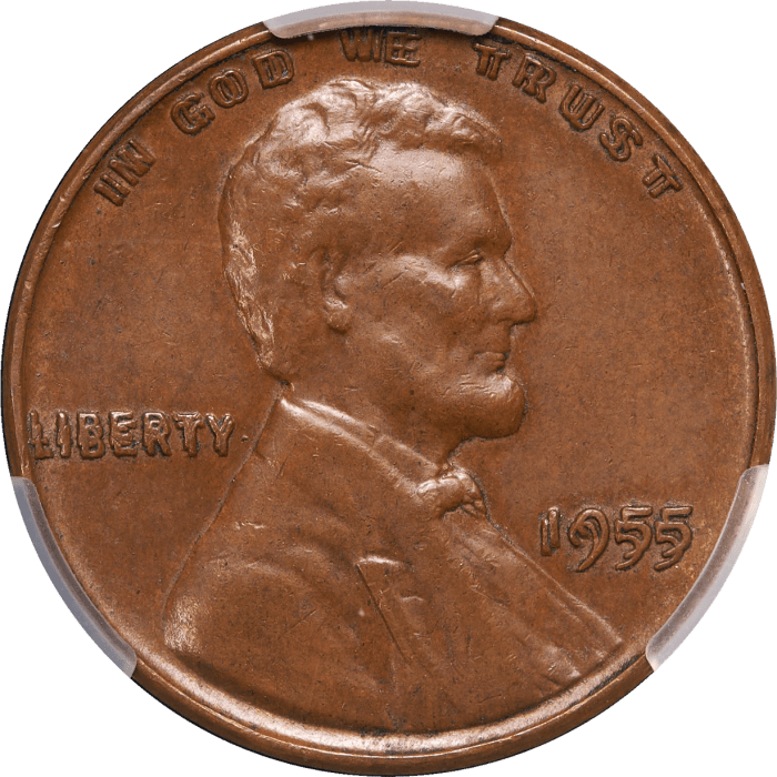 1955 Doubled Die Lincoln Cent (1c) Obverse Image