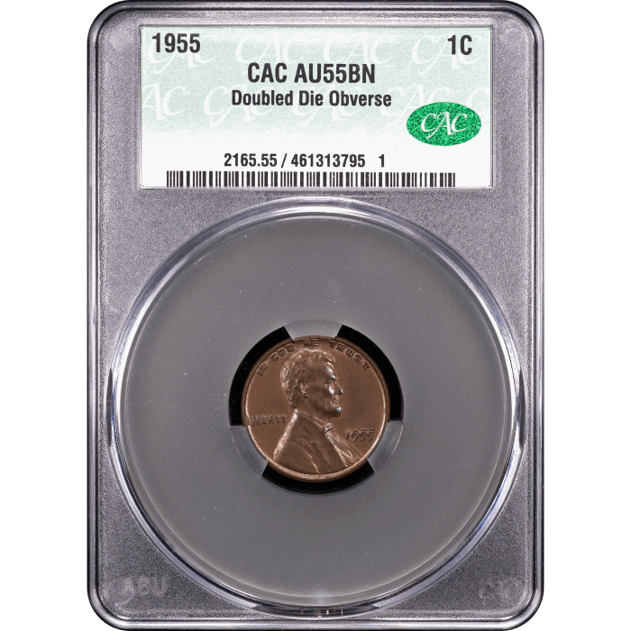 1955 Doubled Die Lincoln Cent (1c) Obverse Slab Image