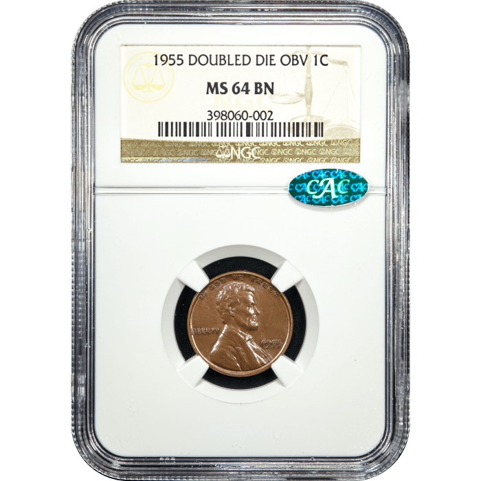 1955 Doubled Die Lincoln Cent (1c) SLAB Image