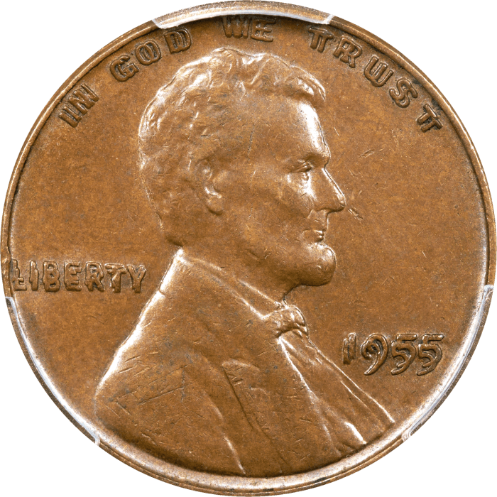 1955 Doubled Die Lincoln Cent (1c) OBVERSE Image