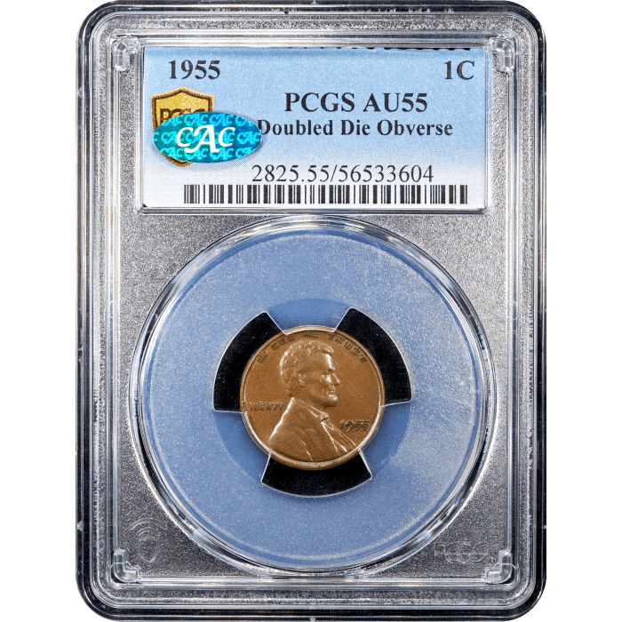 1955 Doubled Die Lincoln Cent (1c) SLAB Image