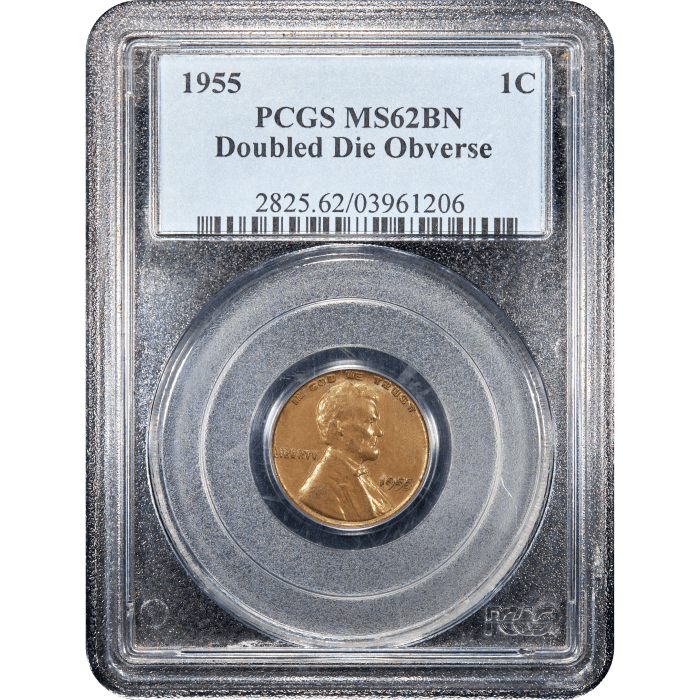 1955 Doubled Die Lincoln Cent (1c) Obverse Slab Image