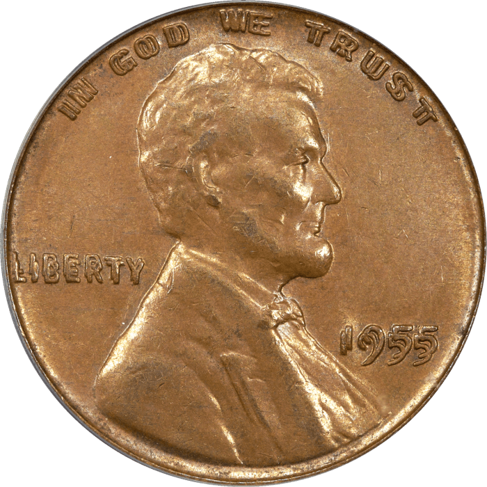 1955 Doubled Die Lincoln Cent (1c) Obverse Image