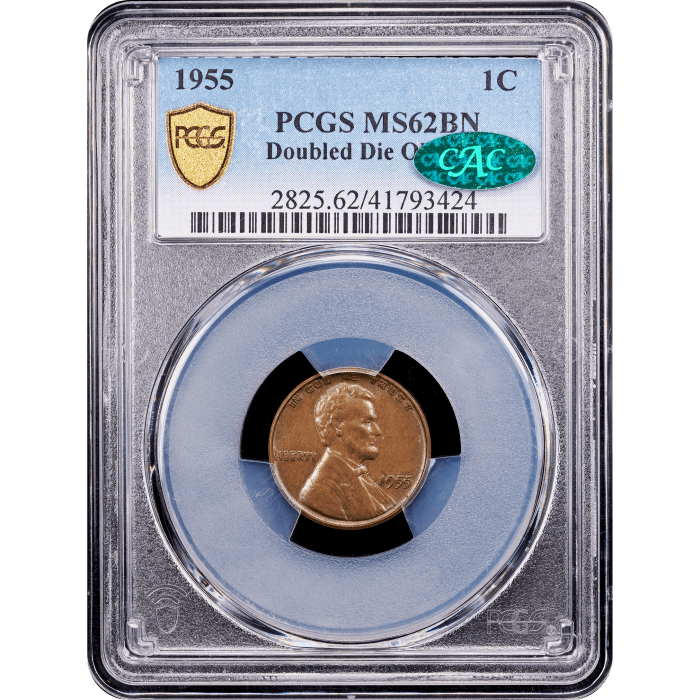1955 Doubled Die Lincoln Cent (1c) Obverse Slab Image