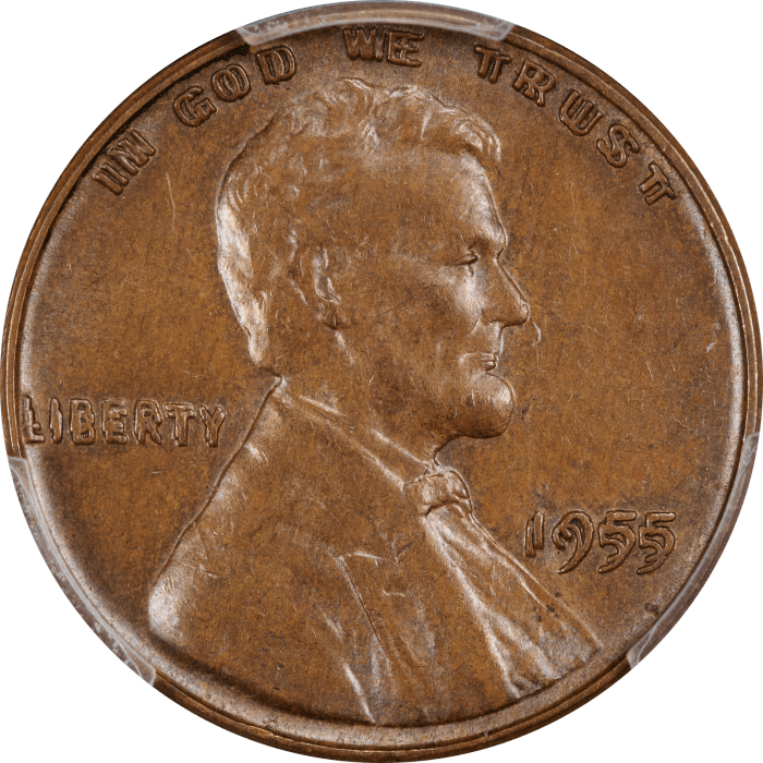 1955 Doubled Die Lincoln Cent (1c) Obverse Image