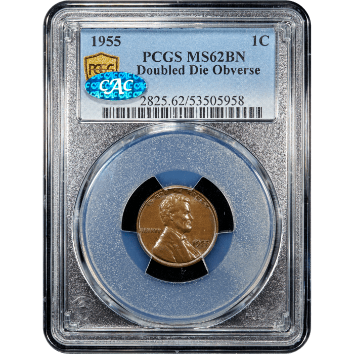 1955 Doubled Die Lincoln Cent (1c) SLAB Image