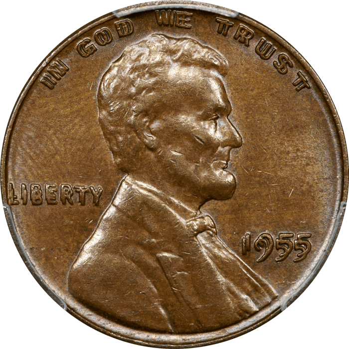 1955 Doubled Die Lincoln Cent (1c) OBVERSE Image