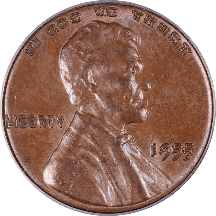 1955 Doubled Die Lincoln Cent (1c) Obverse Image