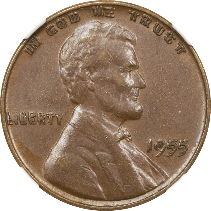 1955 Doubled Die Obverse Lincoln Cent (1c) OBVERSE Image
