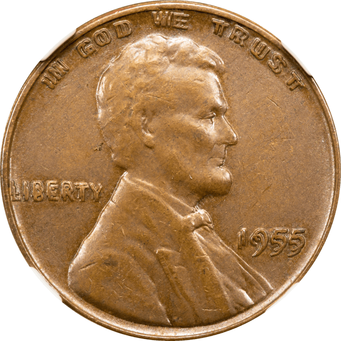 1955 Doubled Die Obverse Lincoln Cent (1c) Obverse Image