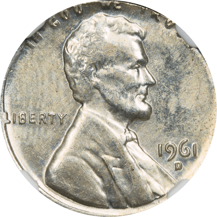 1961-D Lincoln Cent (1c) Error - Struck on Silver Dime (10c) Blank Obverse Image
