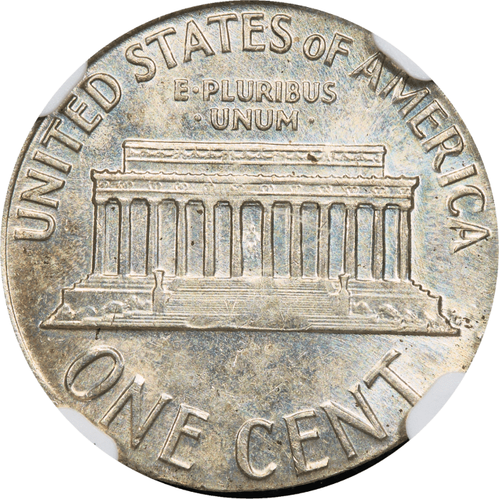 1961-D Lincoln Cent (1c) Error - Struck on Silver Dime (10c) Blank Reverse Image
