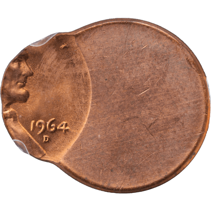 1964-D Lincoln Cent (1c) Error 65 Pct Off-Center OBVERSE Image