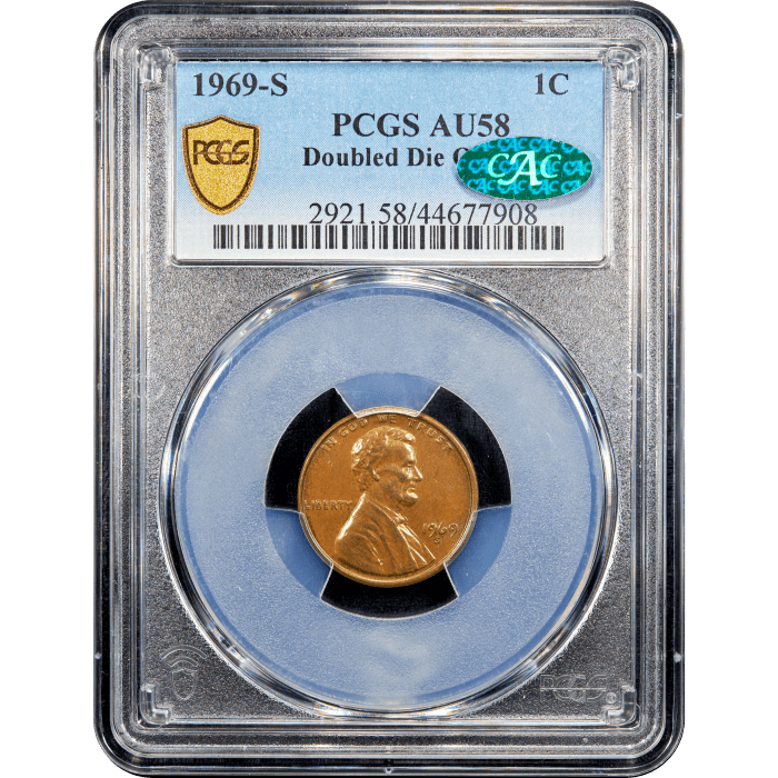 1969-S Doubled Die Lincoln Cent (1c) SLAB Image