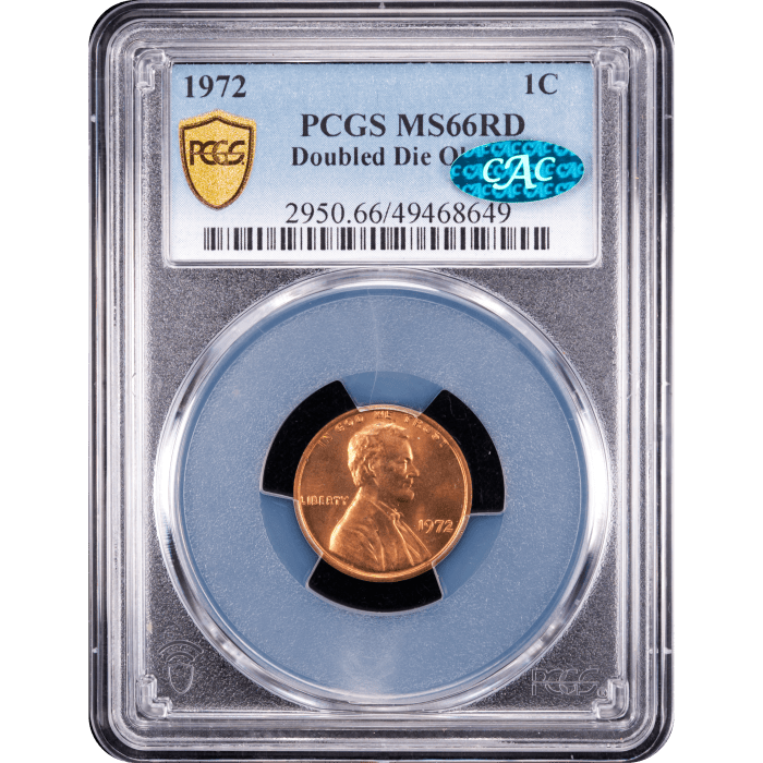 1972 Doubled Die Lincoln Cent (1c) Obverse Slab Image