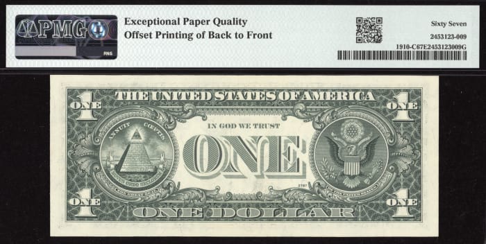 1977A $1 Reverse Offset Printing Error REVERSE Image