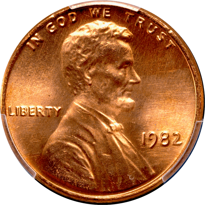 1982 Lincoln Cent (1c) Bronze Large Date OBVERSE Image