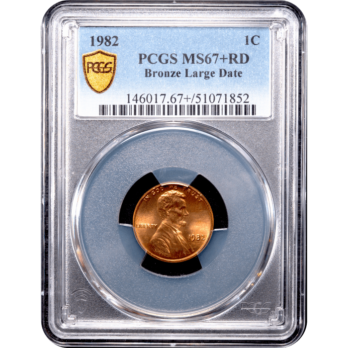 1982 Lincoln Cent (1c) Bronze Large Date Obverse Slab Image