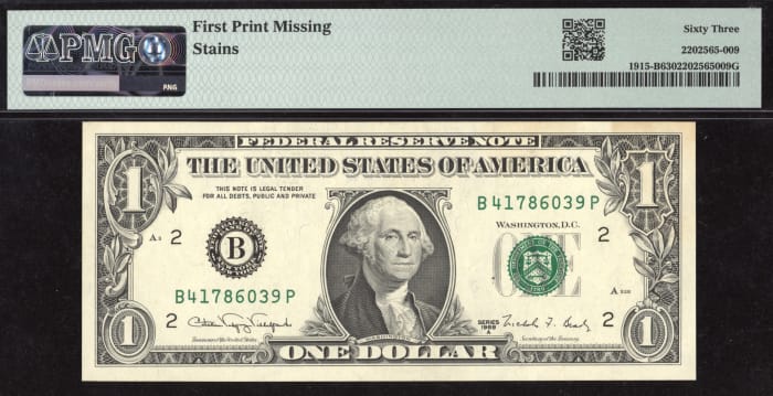 1988A $1 First Print Reverse Missing Error FRN REVERSE Image