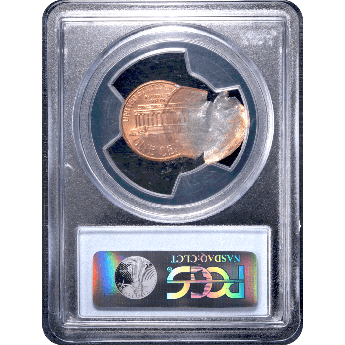 1996 Lincoln Cent (1c) Error - Double-Struck 50 Percent Stretch Strike Reverse Slab Image