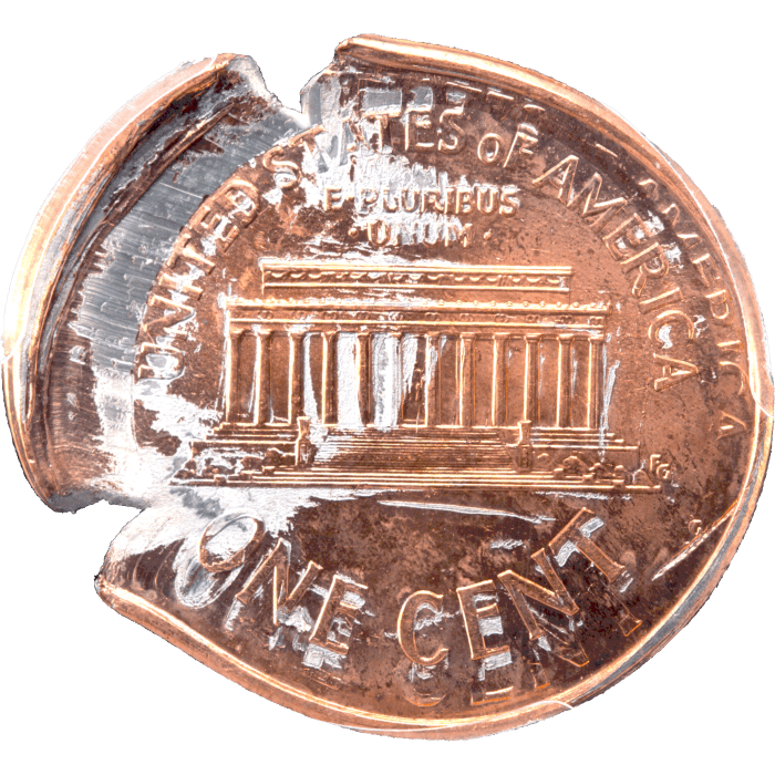 2000 Lincoln Cent (1c) Error - Double Struck 10 Percent Off-Center Reverse Image