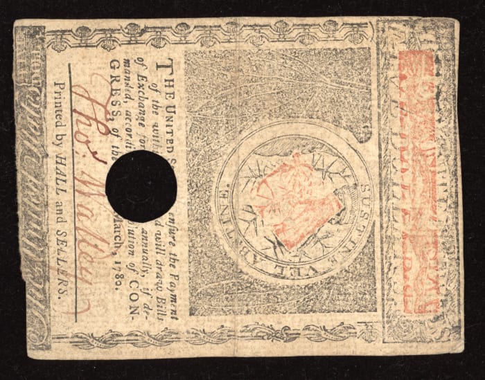 May 5, 1780 Massachusetts Colonial Five Dollars ($5) REVERSE Image