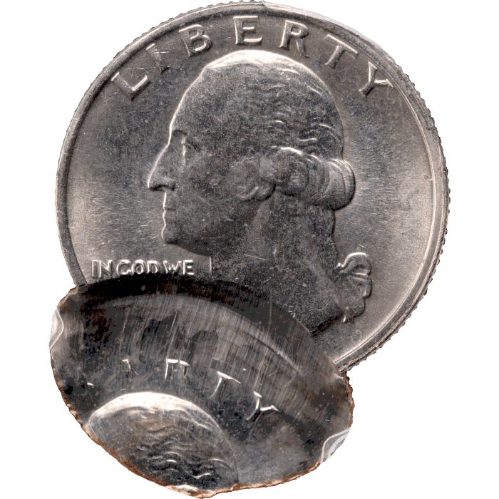 ND Washington Quarter (25c) Error - Double Struck 80 Pct Off-Center Obverse Image