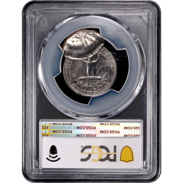 ND Washington Quarter (25c) Error - Double Struck 80 Pct Off-Center Reverse Slab Image