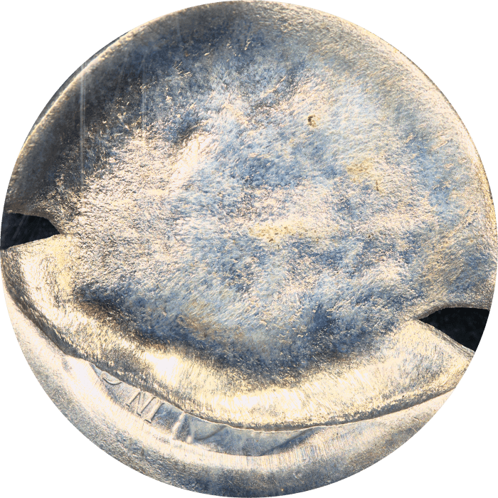 No Date Jefferson Nickel (5c) Error - Huge Broadstrike and Uniface REVERSE Image