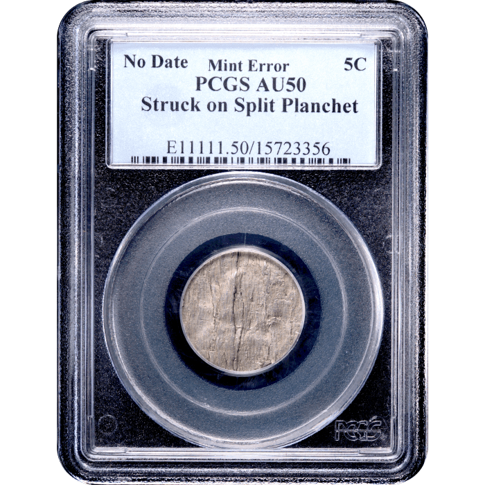 No Date Jefferson Nickel (5c) Error - Struck on Spilt Planchet Obverse Slab Image