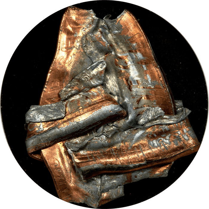 No Date Lincoln Cent (1c) Error - Multi-Strike Bonded Foldover Obverse Image