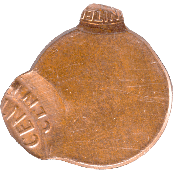 No Date Lincoln Cent (1c) Error - Triple Struck Off-Center Reverse Image