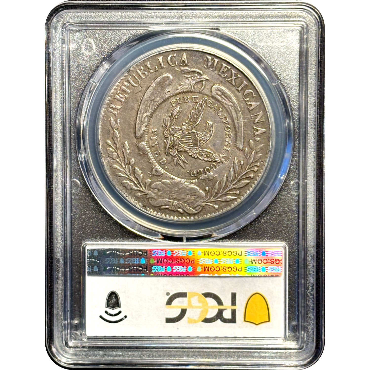 1851 $5 Schultz & Co. On Mexico 1847-Do RM 8R - PCGS AU55 - Slab Reverse