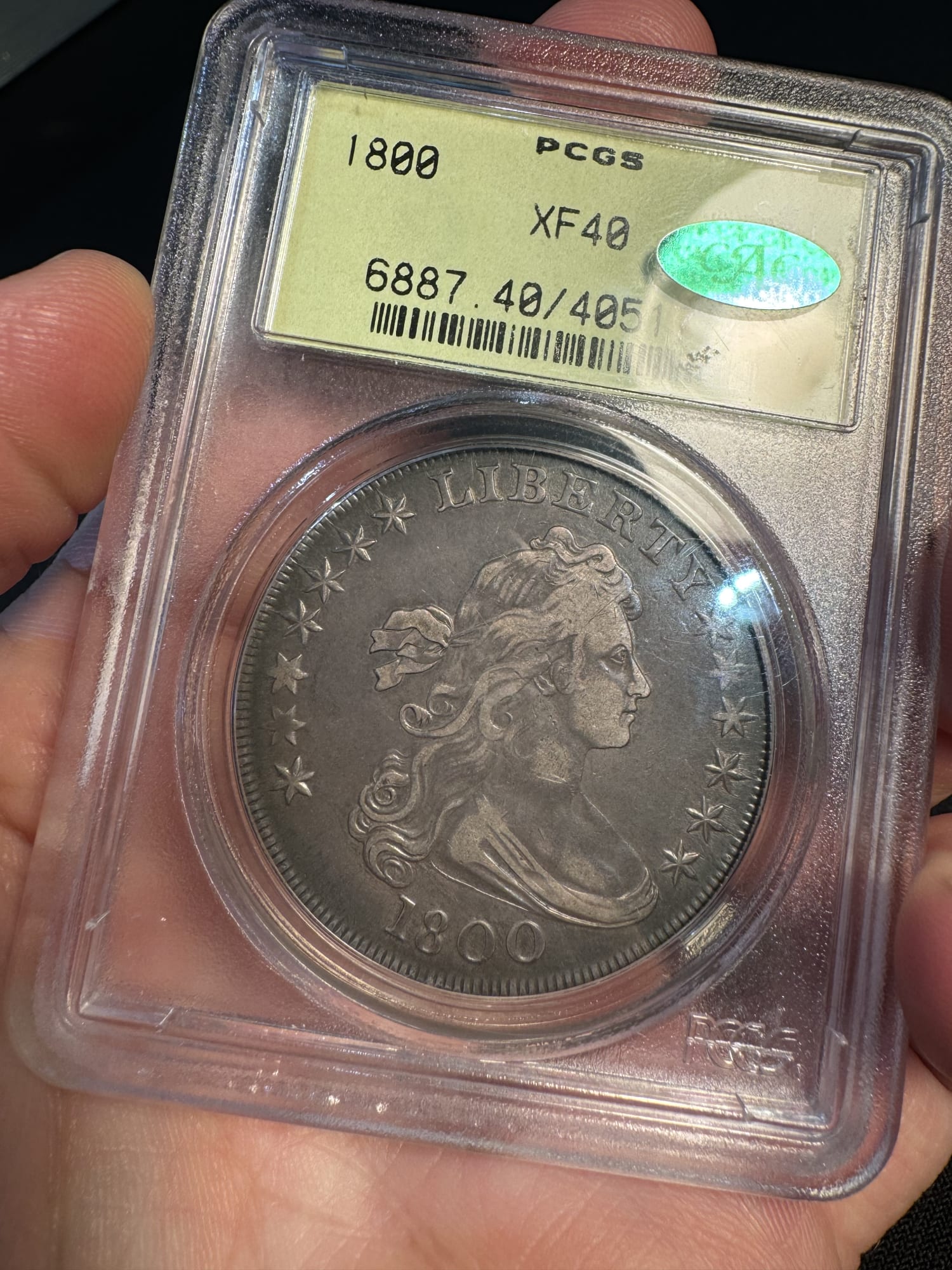 1800 Draped Bust Dollar PCGS XF40 CAC