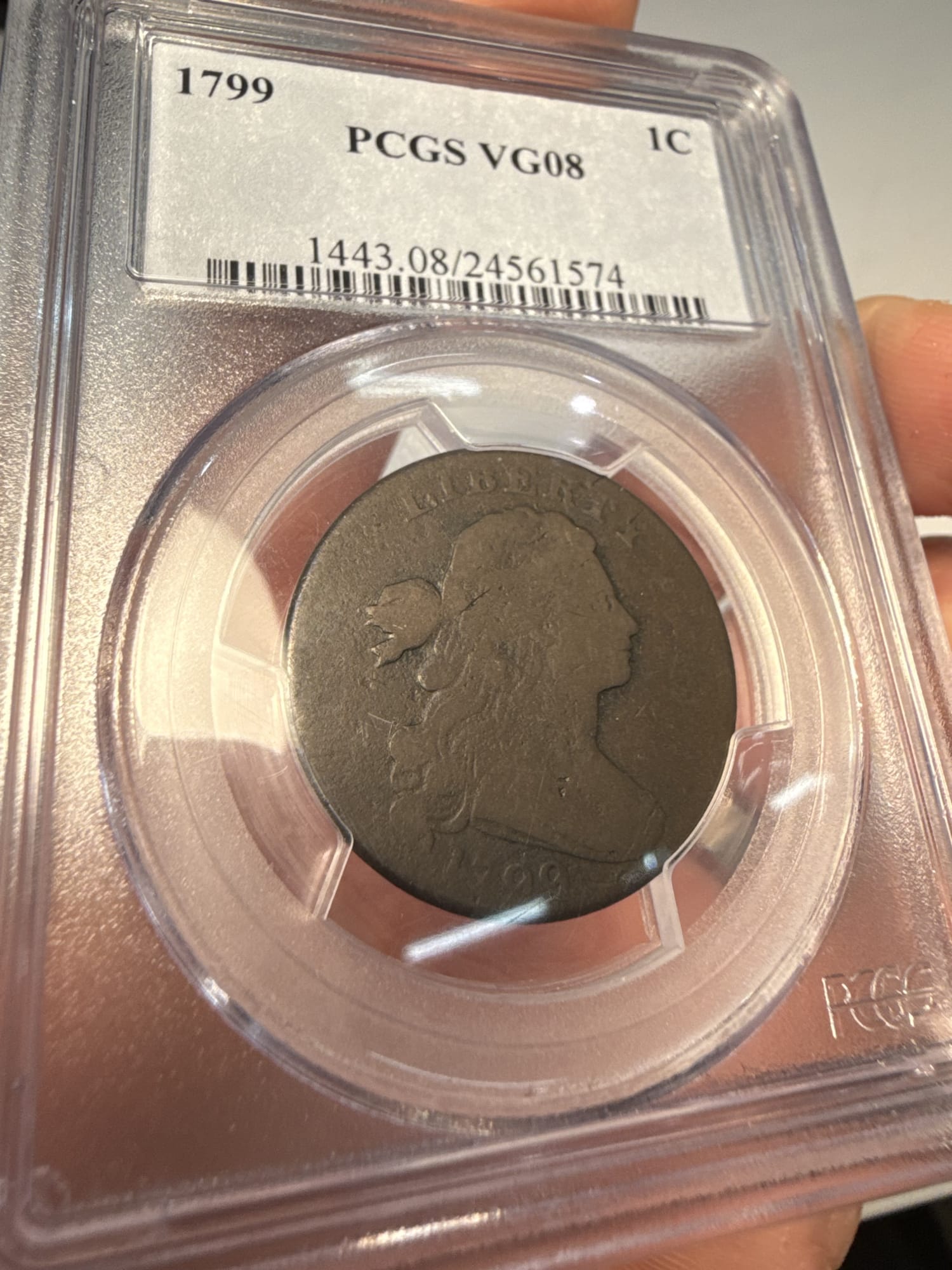 1799 Draped Bust Large Cent, PCGS VG08 - the key date of the series