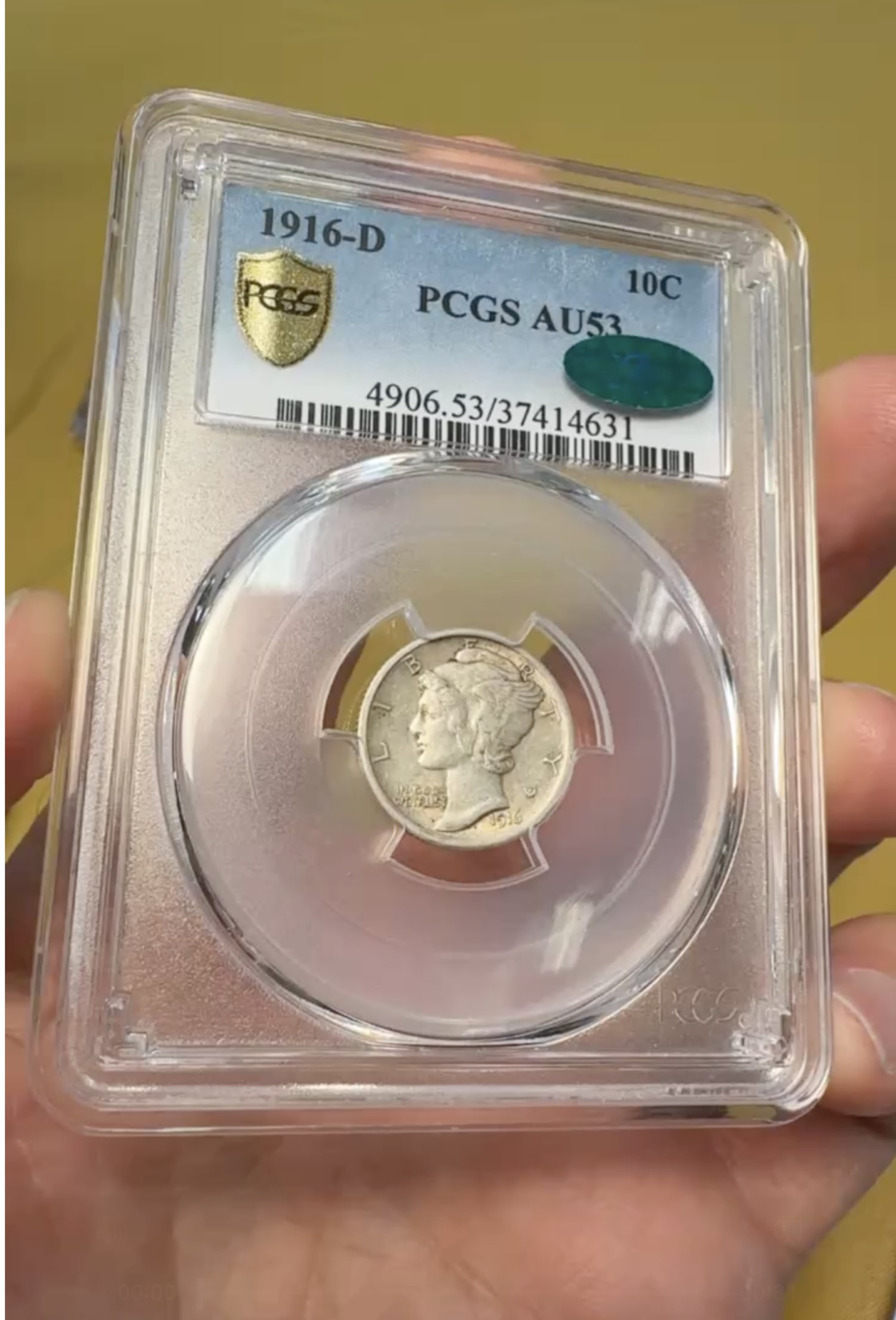 1916-D Mercury Dime PCGS AU53 CAC