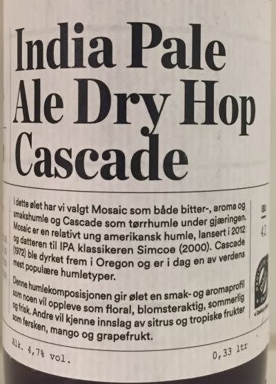 Kolonihagen India Pale Ale Dry Hop Cascade 47 Ratebeer - 