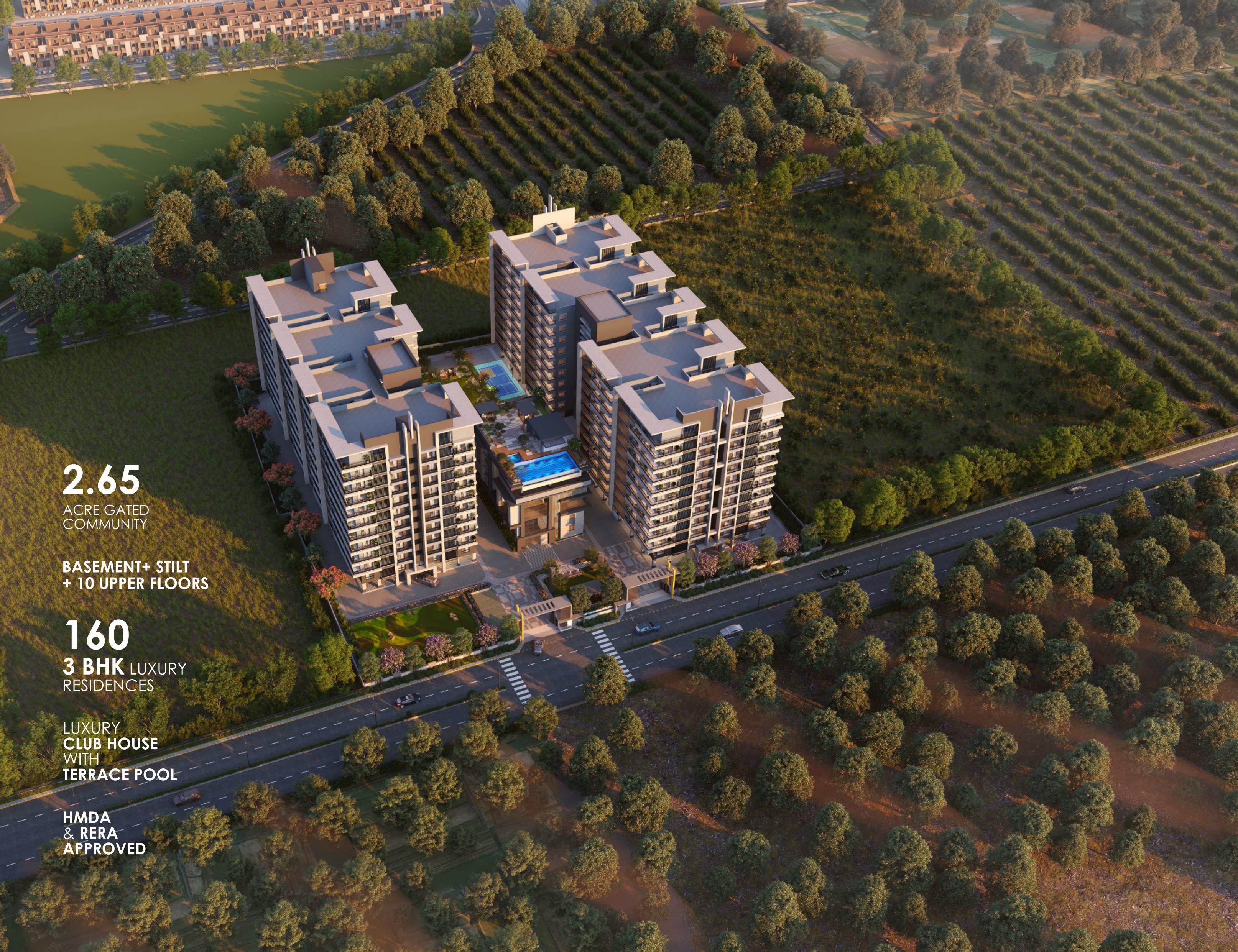 North Crest 3D Elevation — Sri Venkateshwara Developers Kompally