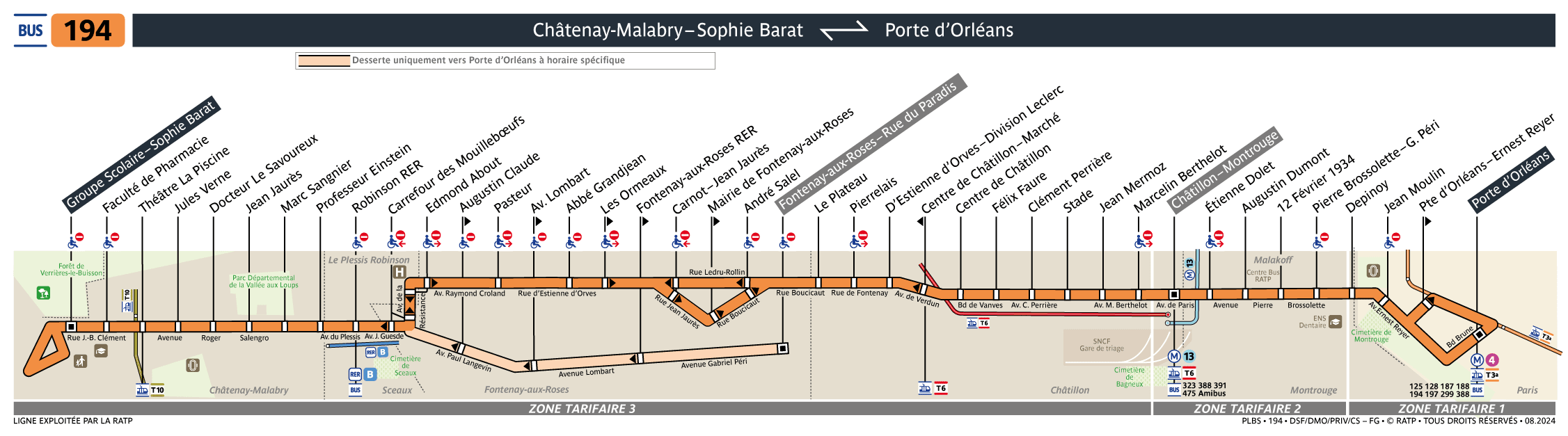 Bus Ligne 194 plan, arrêts et horaires en temps réel Bonjour RATP