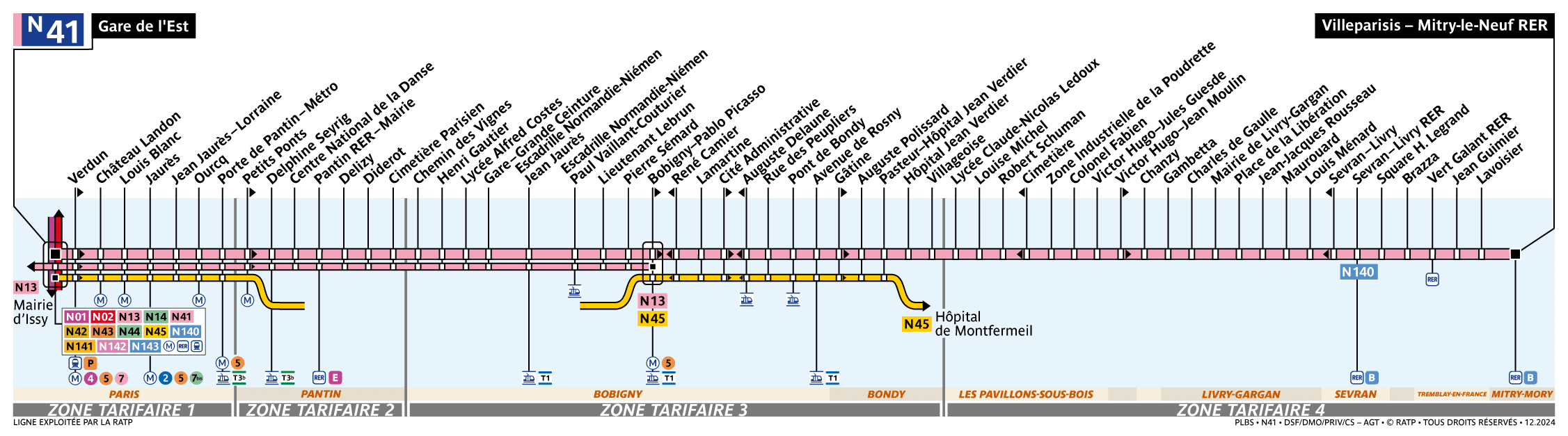 Noctilien Line N41: map, stops, and real-time schedules | Bonjour RATP