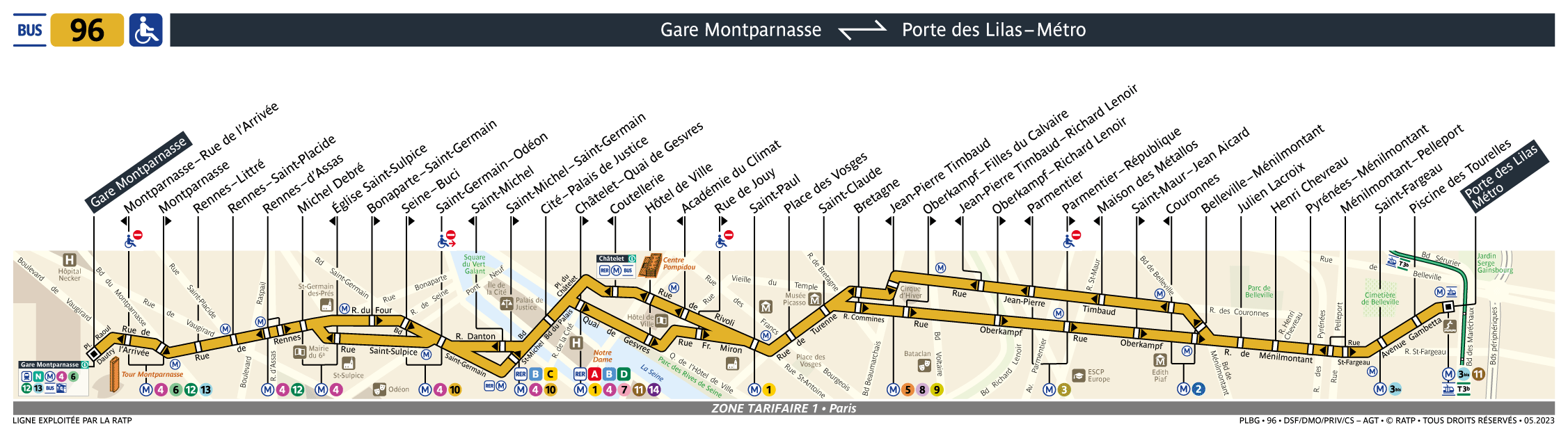 Bus Ligne 96 : plan, arrêts et horaires en temps réel | Bonjour RATP