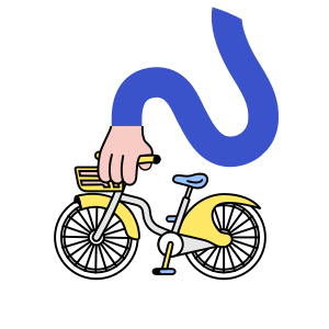 Se déplacer à vélo ou en trottinette - Illustration