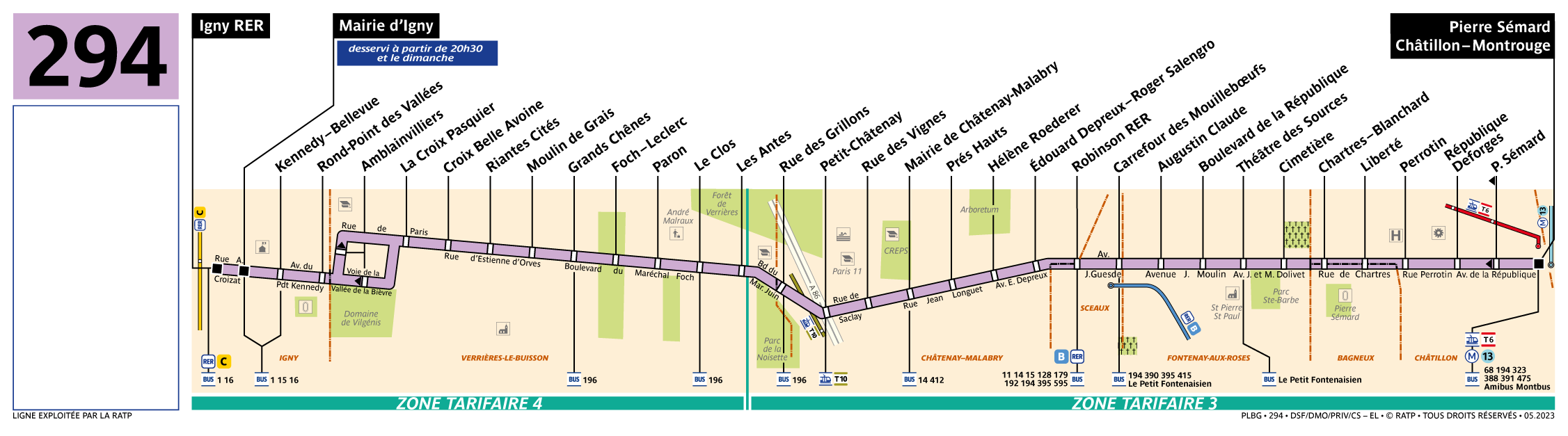 Bus Line 294: map, stops, and real-time schedules | Bonjour RATP