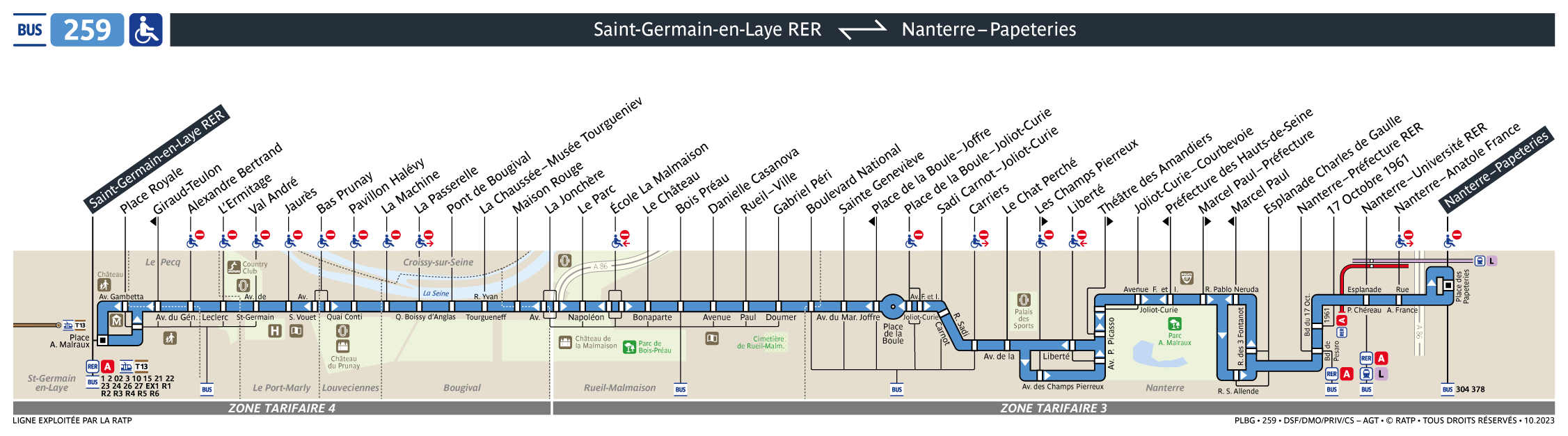 Bus Ligne 259 : plan, arrêts et horaires en temps réel | Bonjour RATP