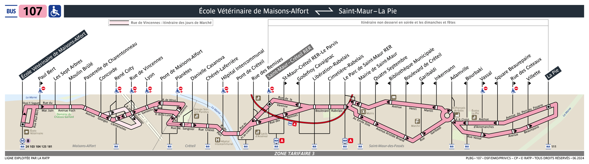 Bus Line 107 map, stops, and realtime schedules Bonjour RATP