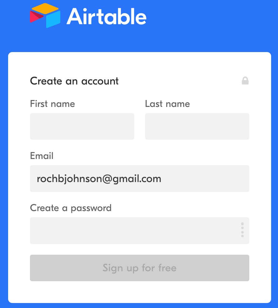 airtable create account