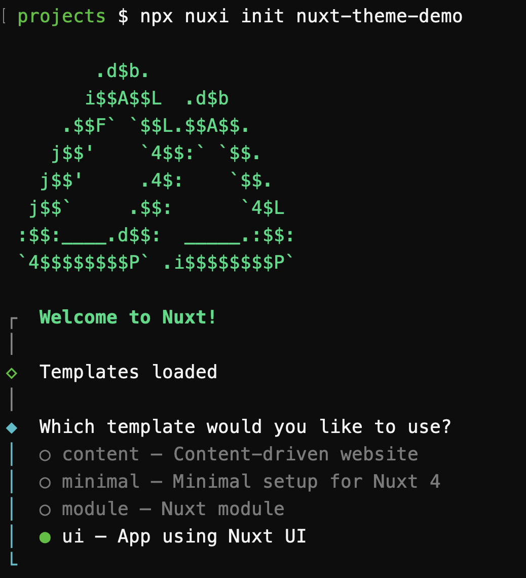 select Nuxt UI template