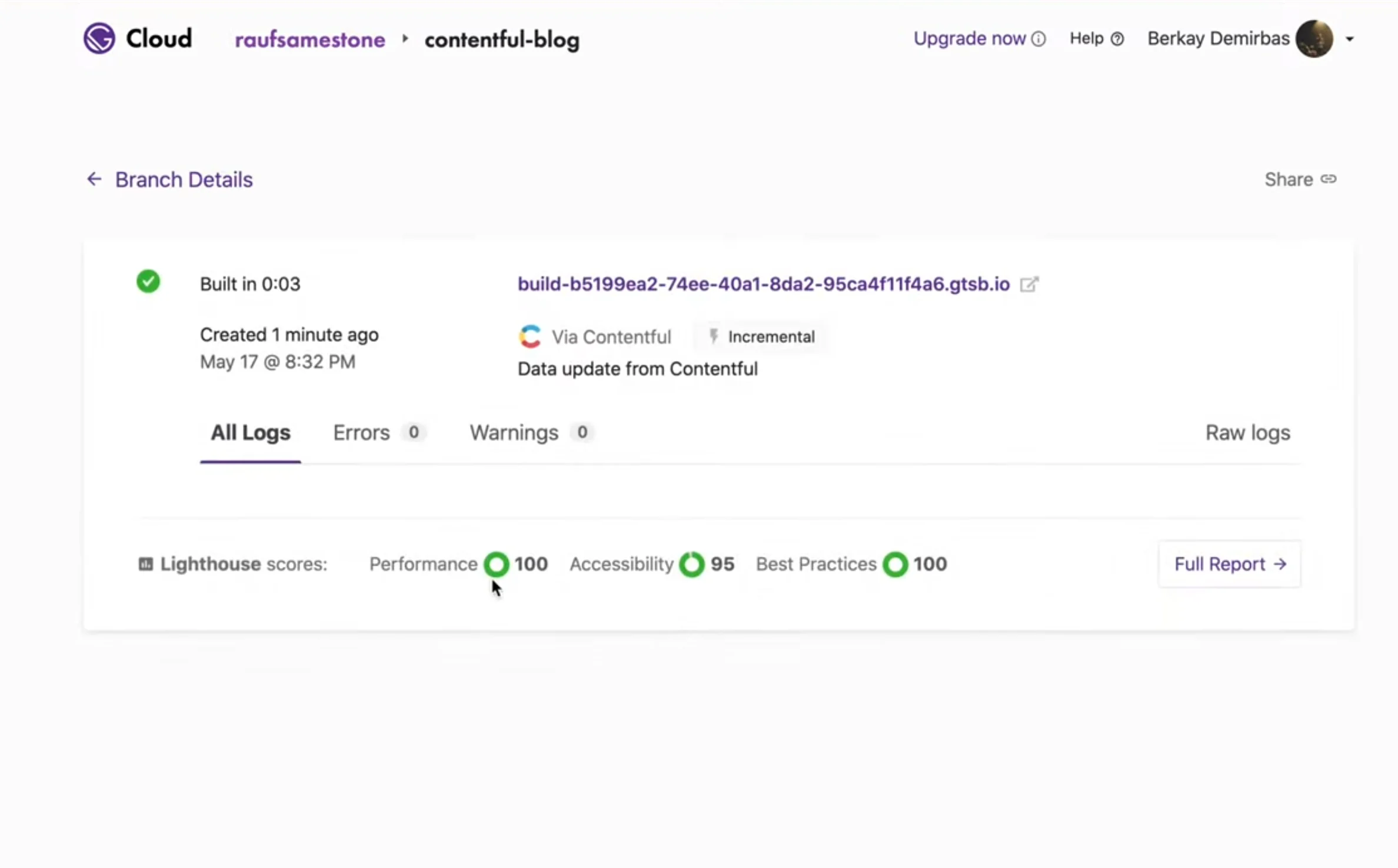 Gatsby Cloud Google Lighthouse